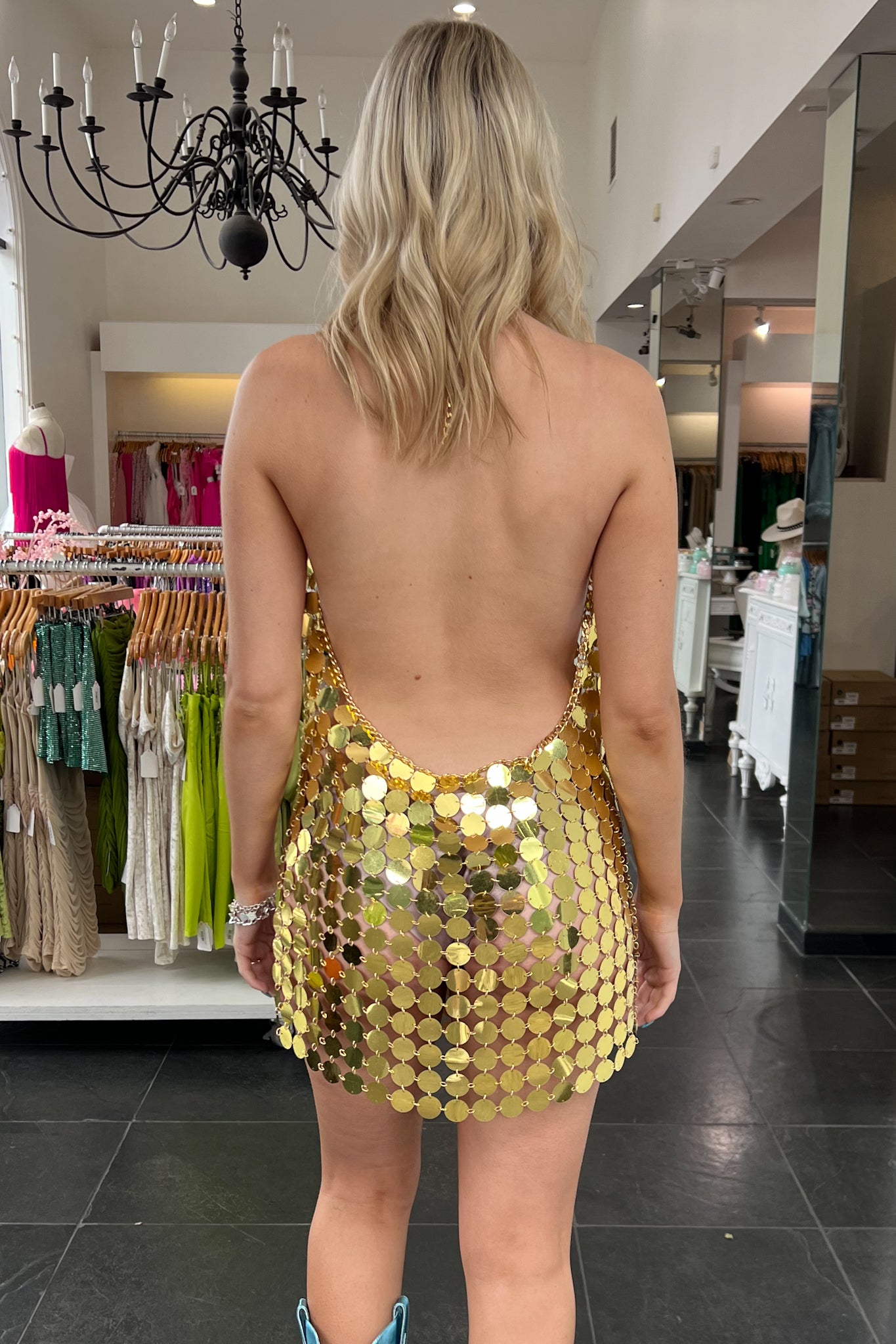 Meet Me Under The Disco Ball Dress-Gold