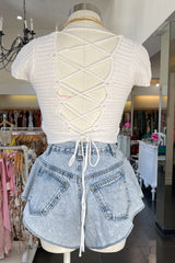 Alabama Flare Denim Shorts-Acid