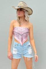 Bandana Scarf Top-Pink