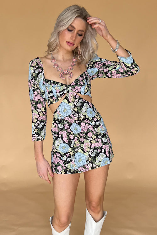 Shape Of You Dress-Black Floral