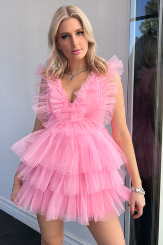 Halston Mini Dress-Pink Champagne