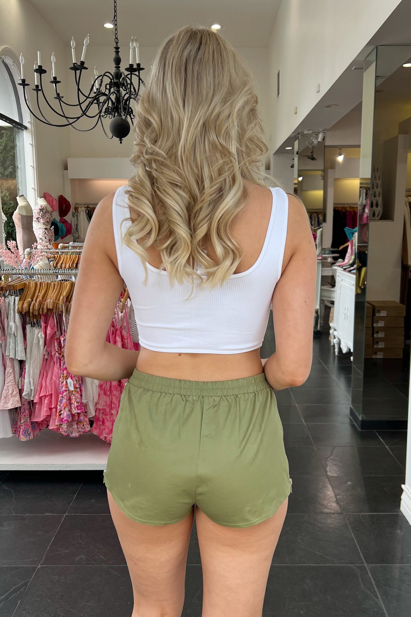 Take A Zip Shorts-Olive
