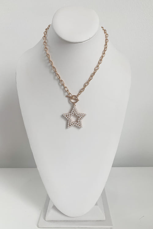 Pearl Texas Star Necklace-Gold