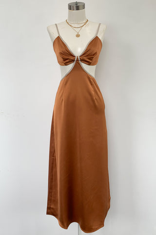Halston Mini Dress-Brown