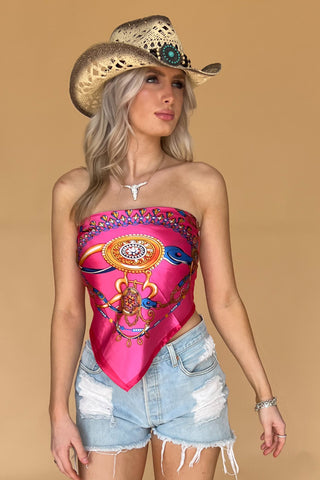 Get Your Shine On Scarf Top-Pink Multi