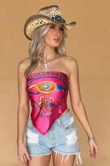 Get Your Shine On Scarf Top-Hot Pink Multi