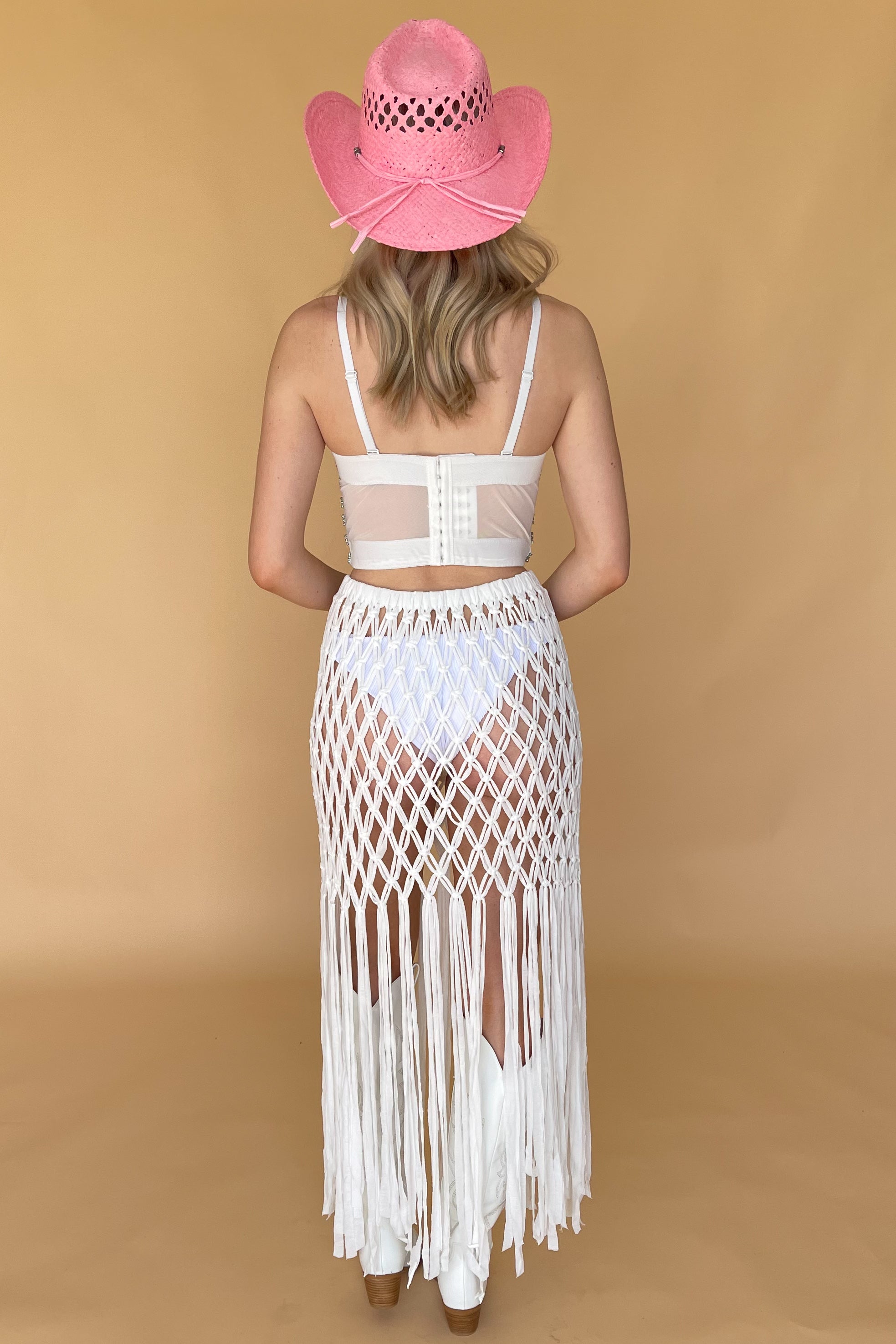 Mojave Fringe Skirt-White
