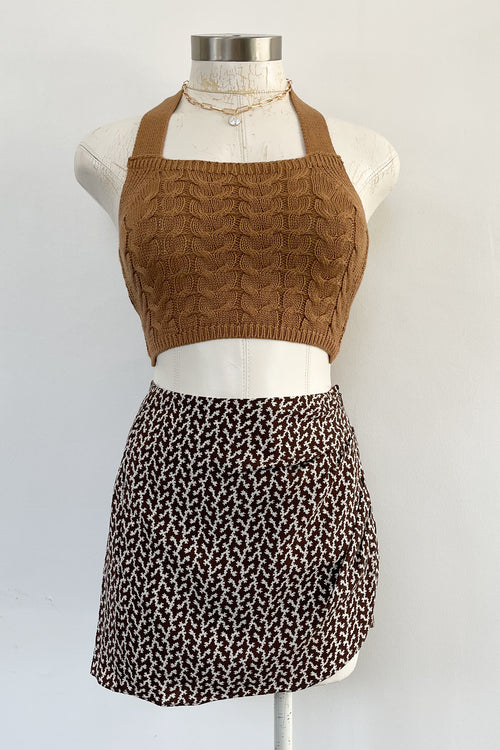 Candace Skirt-Brown +Ivory