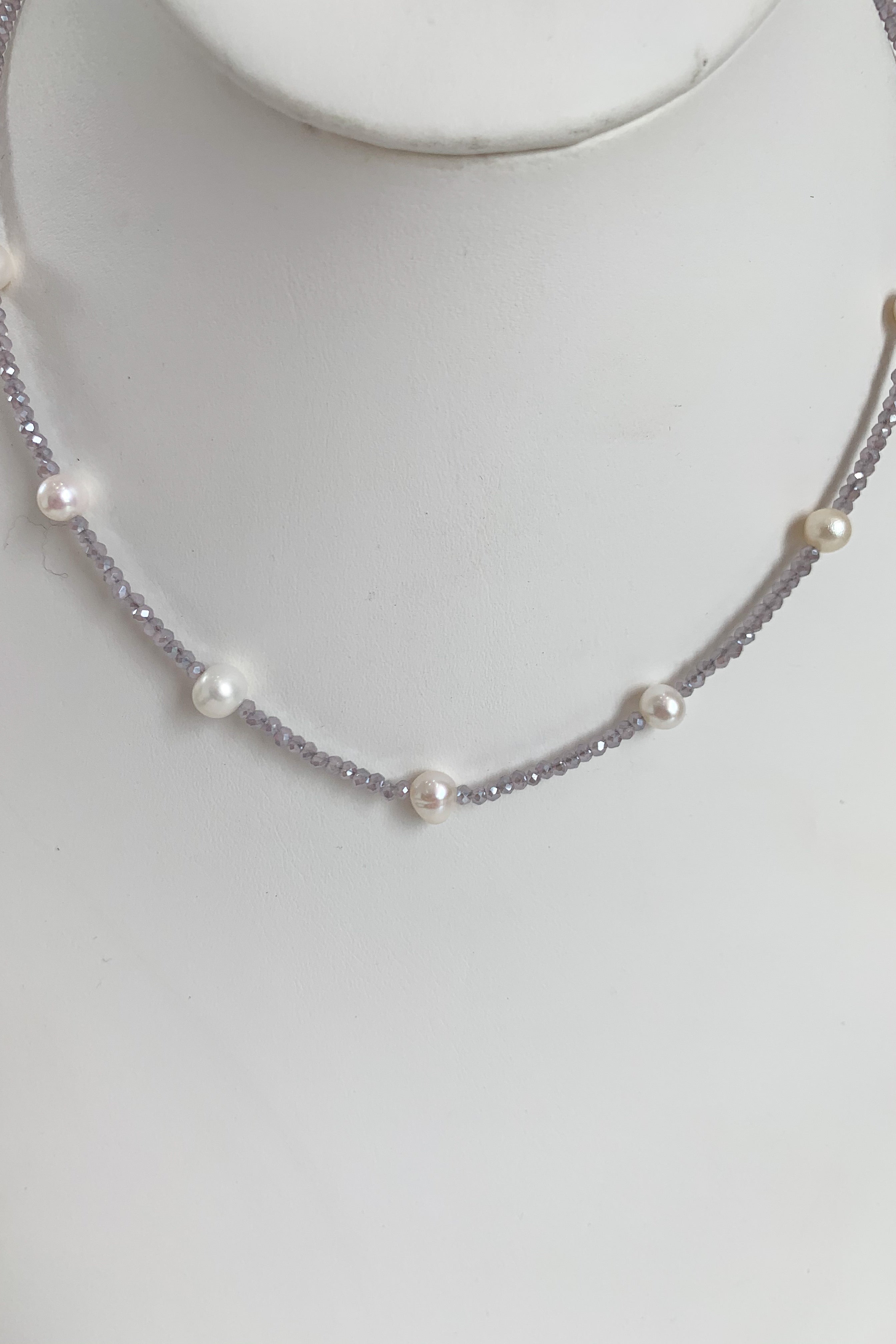 Boho String of Pearls Necklace-Lavender