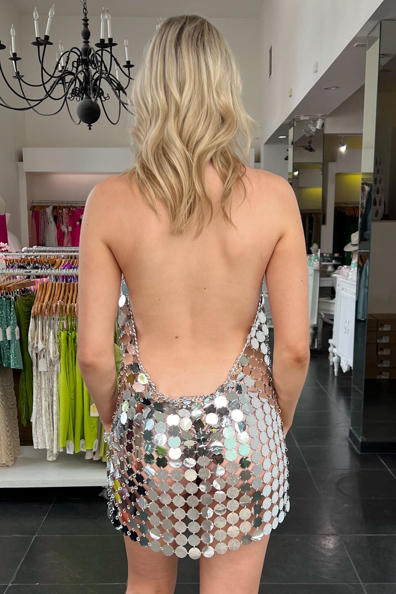 Meet Me Under The Disco Ball Dress-Silver