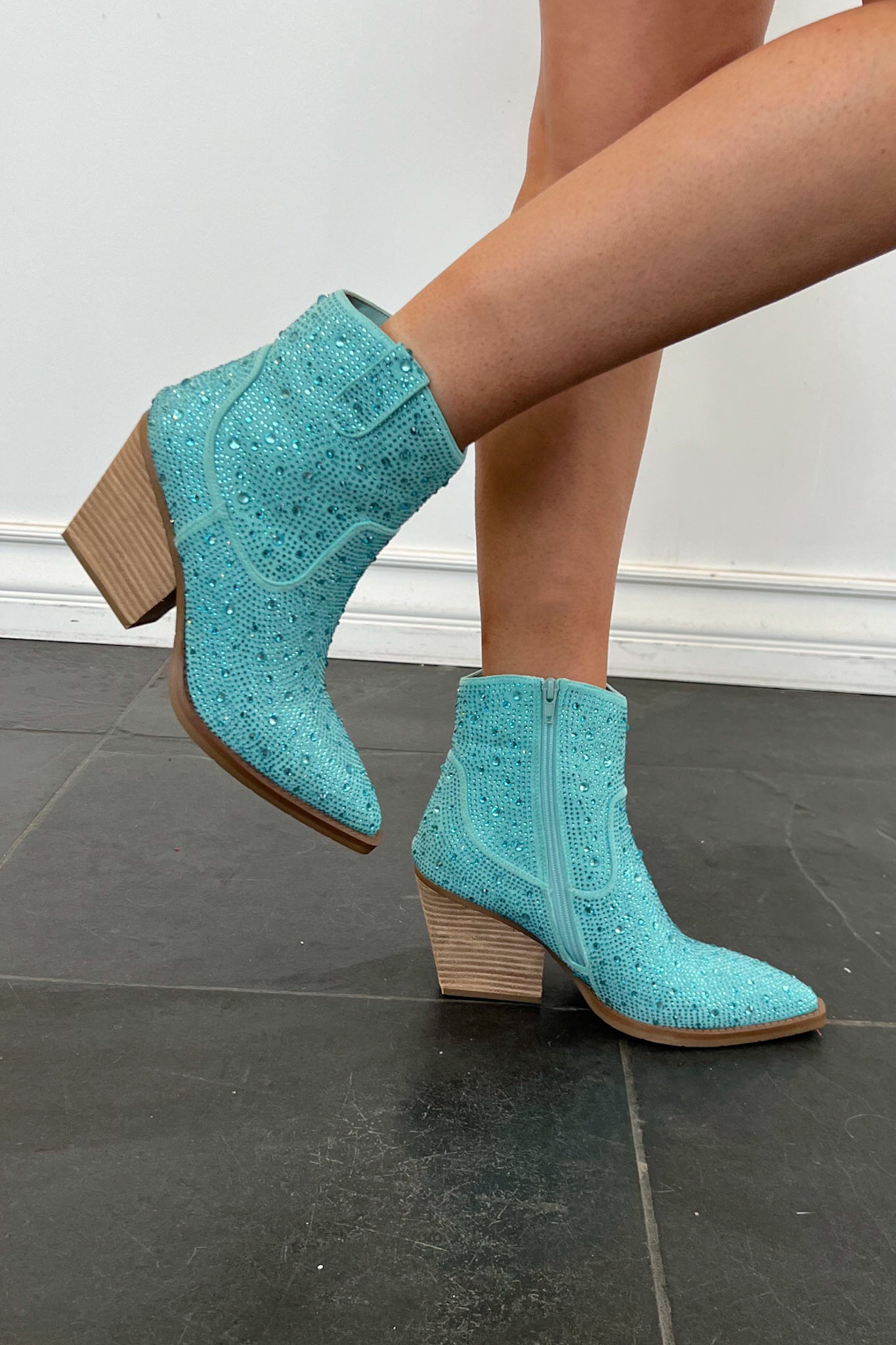 Cinderella's A Cowgirl Bootie-Turquoise