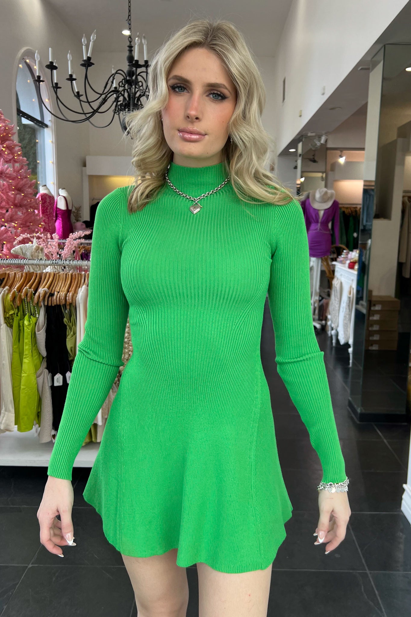 Walking In Memphis Dress-Apple Green