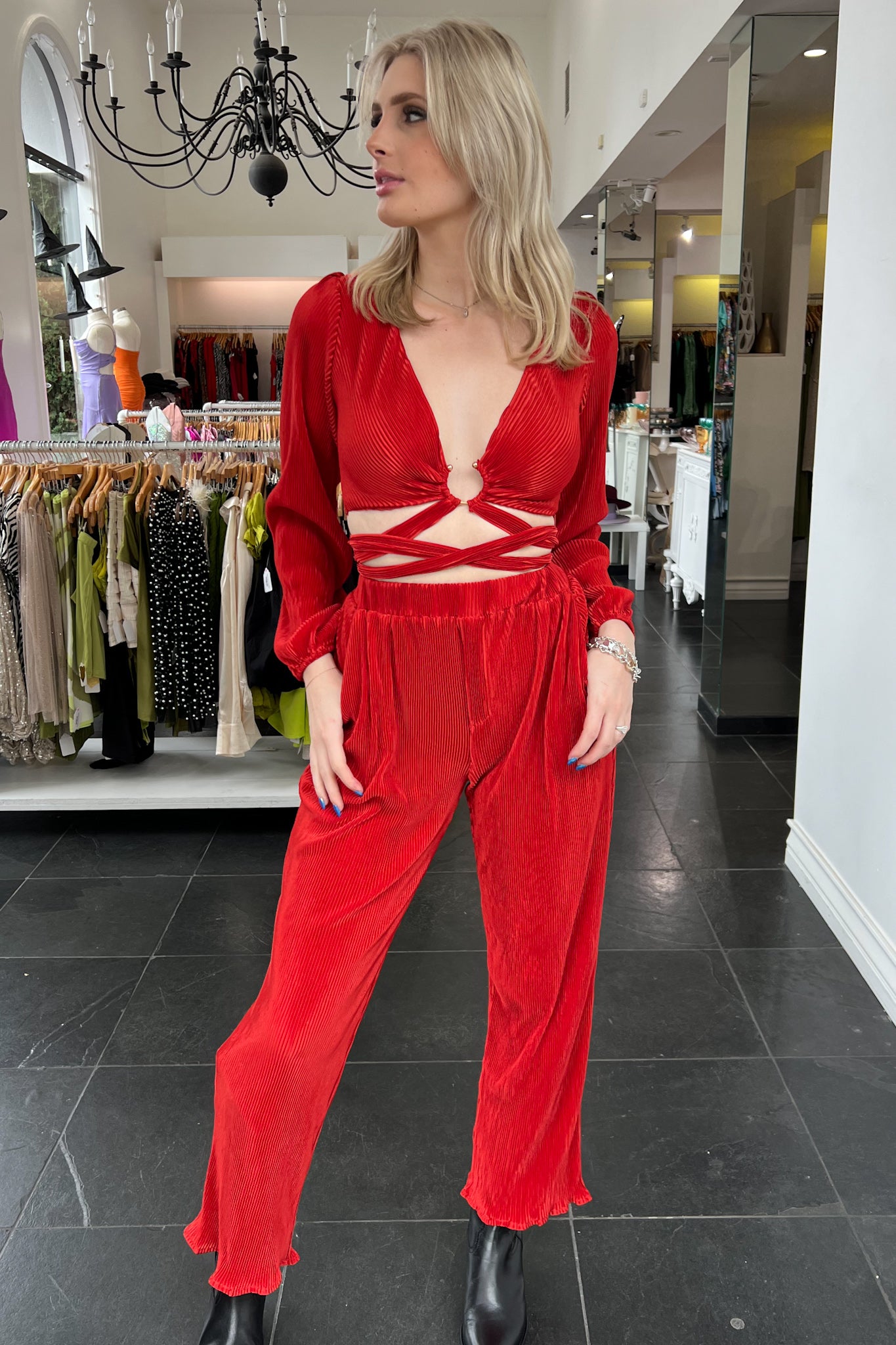 Get Into The Groove Pant Set-Red Fox