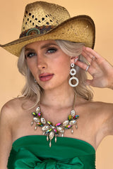 Jolene Necklace-Green Crystal