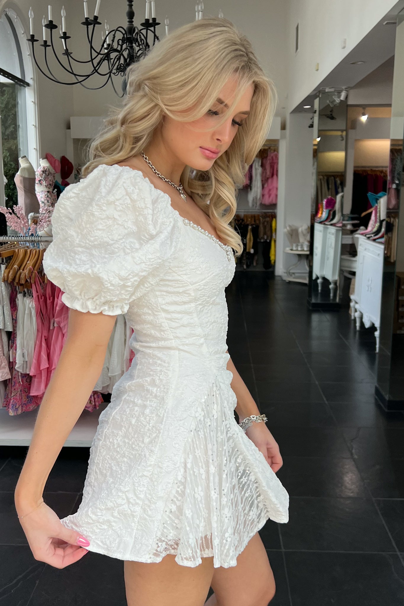 Engaged in Paris Dress-White