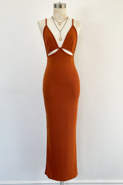 Burnt orange flowy on sale dress