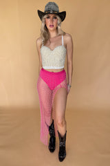 Luna Pearl Maxi Skirt-Hot Pink