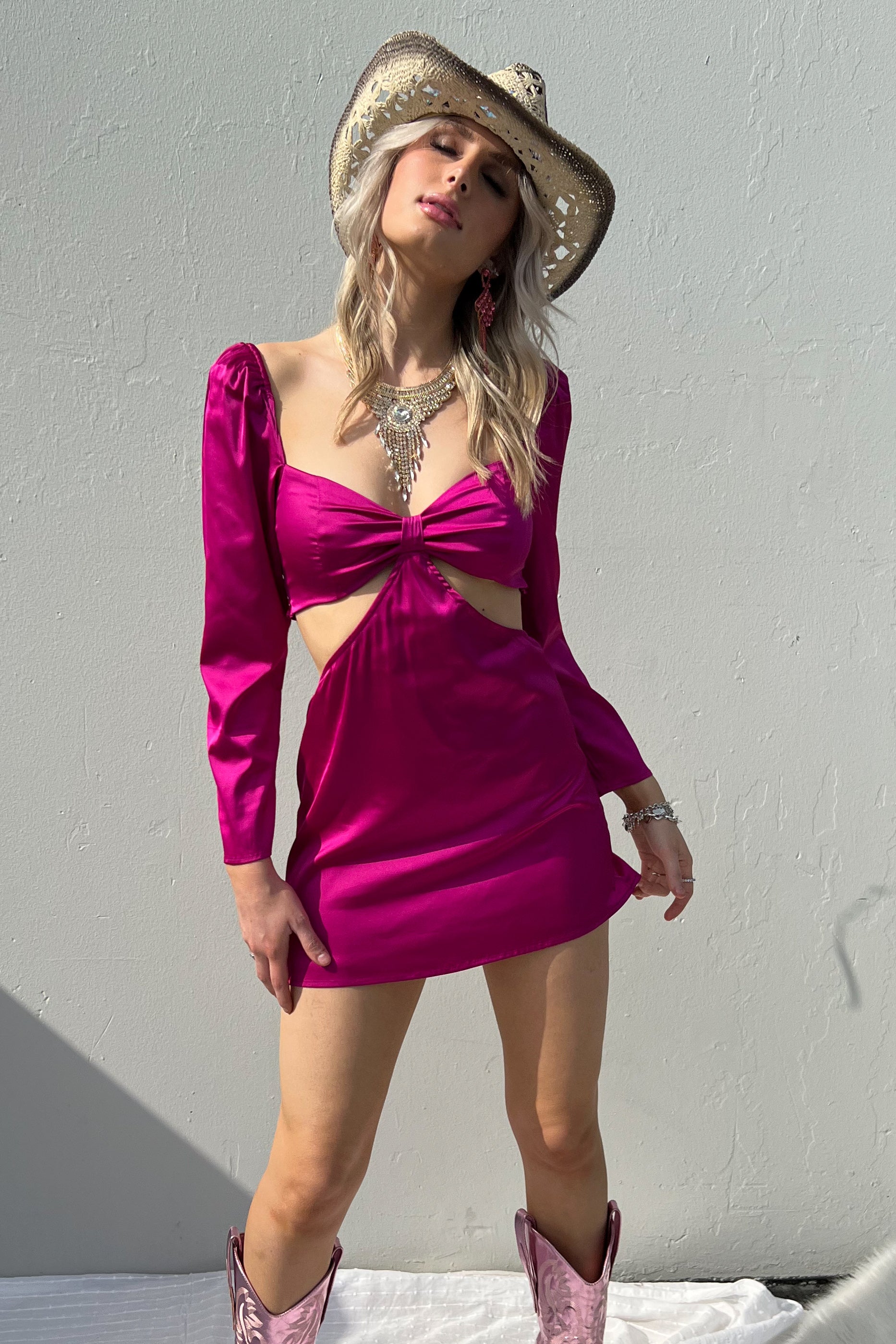 Dressed Up In Tulum Dress-Ruby Pink