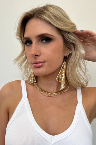 Crystal Hoop Earrings-Gold
