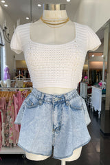 Alabama Flare Denim Shorts-Acid