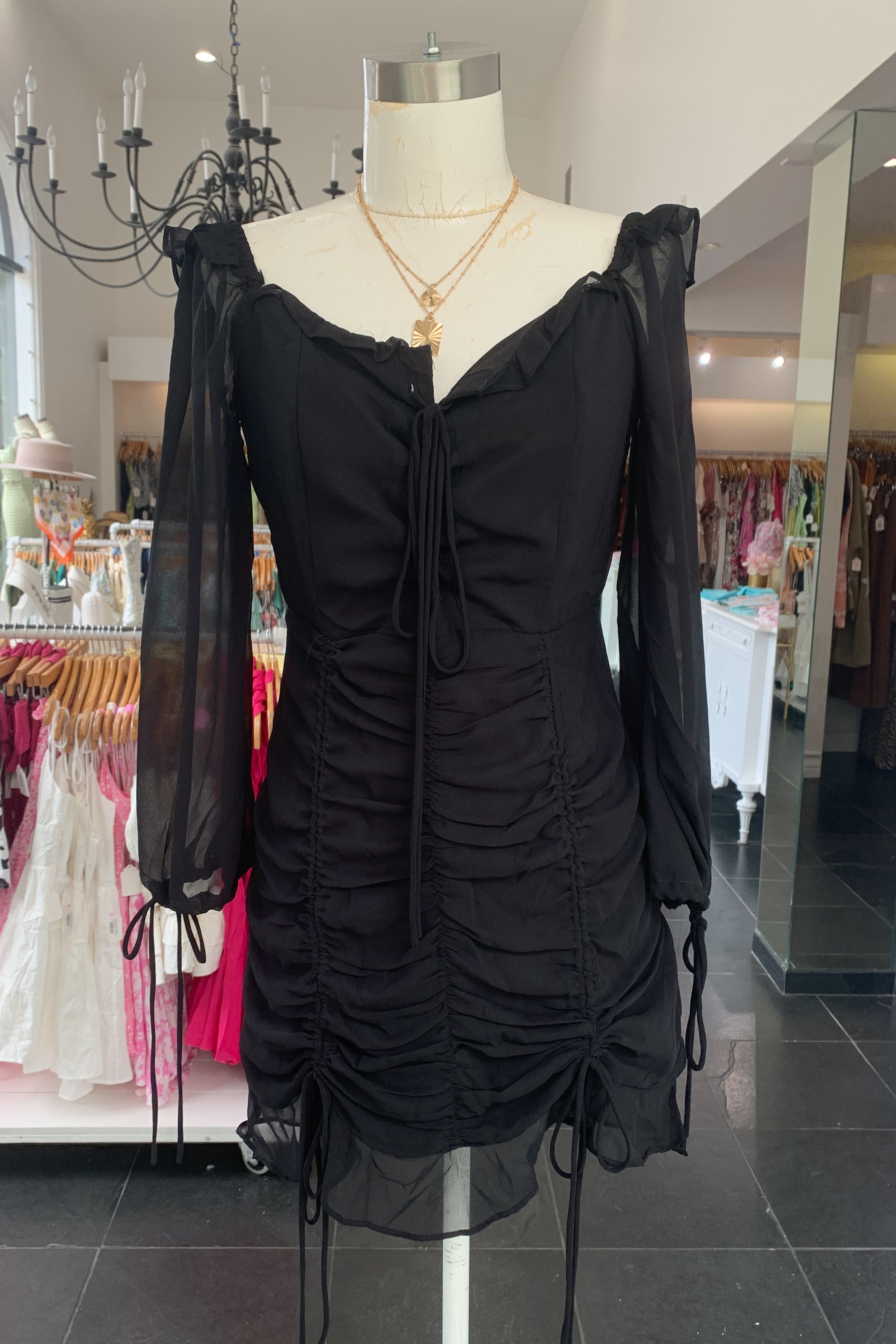 Au Revoir Mini Dress-Black