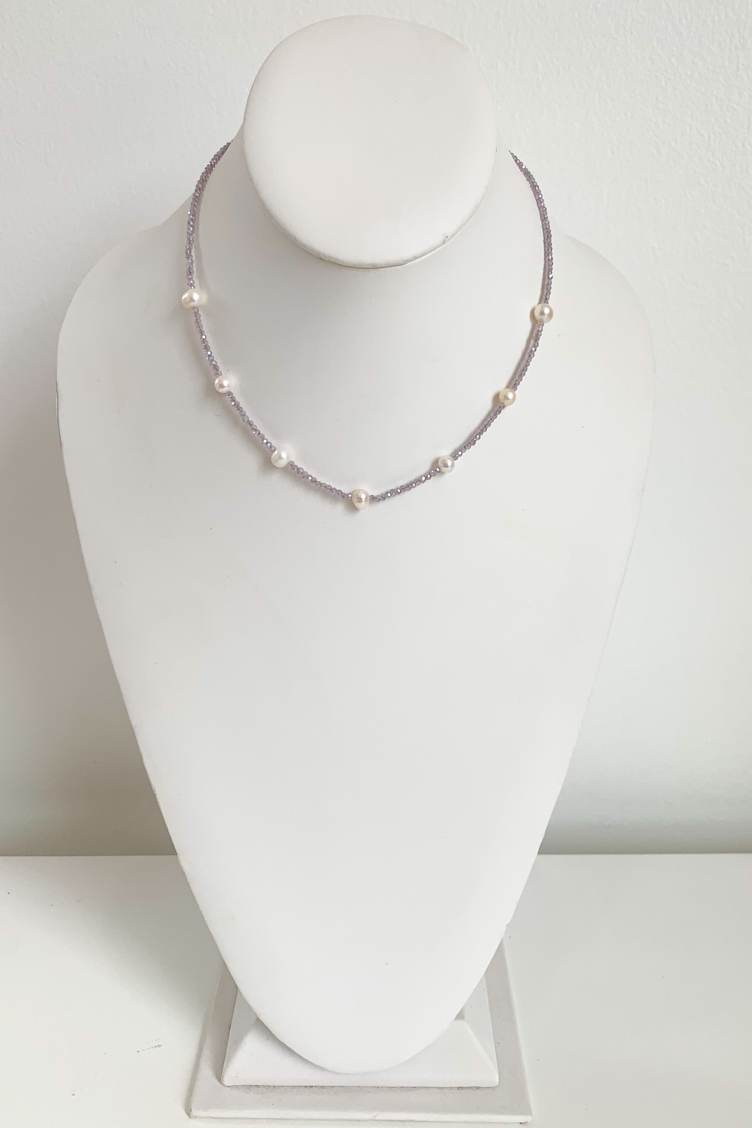Boho String of Pearls Necklace-Lavender